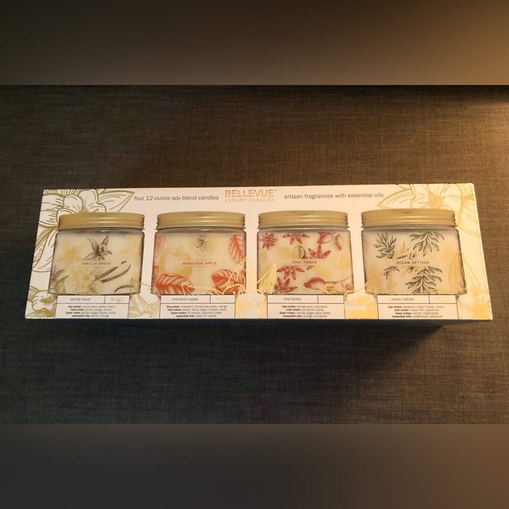 BELLEVUE Set of Four Candles - NIB